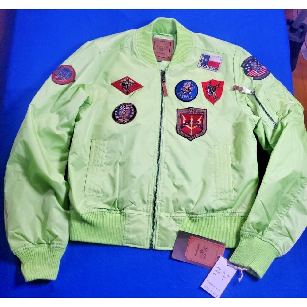 Top Gun An American Icon  MA1 FLIGHT JACKET Mint GREEN BOMBER USA Youth Size XL